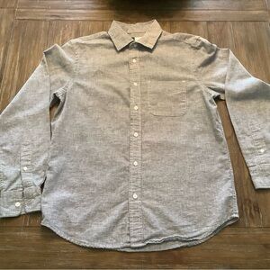 Men’s (S) Fine Houndstooth Print Linen Blend Long Sleeve Button Down Shirt